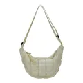 Borsa a tracolla trapuntata beige con pieghe a nuvola e tracolla regolabile - Bianco