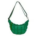 Borsa a tracolla nuvola trapuntata verde erba in nylon leggero con tracolla regolabile - Verde