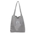 Light gray corduroy tote bag with large capacity and brand label on white background - Gray