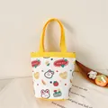 White canvas tote bag with yellow handles and cute cartoon rabbit strawberry patterns - Yellow Rabbit