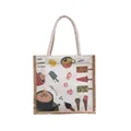Sac en lin beige avec imprimés de desserts d'été et poignées en corde blanche - Été