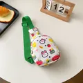 Sac de poitrine pour enfant en toile blanche avec sangles vertes et motif lapin mignon - Vert