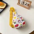 Sac de poitrine pour enfant avec lapin blanc en toile et bandoulière jaune - Jaune
