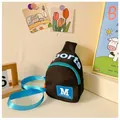 Kids casual crossbody chest bag in black and blue contrast colors with sports print - Black