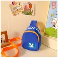 Kids sports chest bag in royal blue fabric with vibrant orange adjustable strap - Dark Blue
