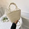Beige geweven katoenen draagtas met gedraaide handvatten en een elegante spiraaltextuur - Gedraaid Handvat Stijl (Type 2) / Broken Wit