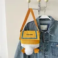 Cute cartoon duck butt canvas crossbody bag in yellow and white with 3D webbed feet - Yellow