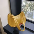 Minimalistische leuchtend gelbe Halbmond-Unterarmtasche aus hochwertigem PU-Leder - Gelb
