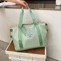 Waterproof mint green fitness travel bag with double layer and separate shoe compartment - Light Green