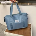 Waterproof travel duffel bag in Morandi blue with separate bottom shoe compartment - Light Blue