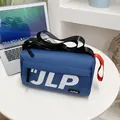Blue nylon crossbody bag with JLP print and adjustable black shoulder strap - Blue