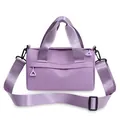 Minimalist lavender nylon barrel crossbody bag with adjustable wide shoulder strap - Light Purple