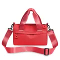 Vibrant red nylon multipurpose handbag with adjustable shoulder strap for women - Red