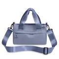 Morandi blue nylon crossbody bag with adjustable strap and dual top handles - Sky Blue