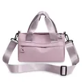Borsa a tracolla versatile in nylon viola chiaro con tracolla regolabile e cerniere - Rosa