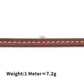 Κορδόνι 5mm από καφέ επίπεδο PU δέρμα με λευκή ραφή για DIY κατασκευή κοσμημάτων - Μονό Μέτρο / Καφέ