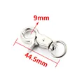Fermoir mousqueton argenté avec anneau pivotant à 360 degrés, 44,5 mm pour bijoux DIY - 44,5 mm / Argent Brillant
