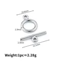 Polished silver stainless steel toggle clasp for DIY necklaces and jewelry making - 13.6mm Ring + 21.5mm Bar / Steel