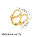 Chiusura a S in acciaio inossidabile dorato lucido per bracciali DIY 9,8 mm x 10,3 mm - Chiusura a W / 9.8x10.3mm / Oro