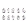 Poliertes Silber-Edelstahl-Zahlenanhänger-Set 0-9 für DIY-Halsketten und Schmuck - Blasen-Zahlen-Kollektion (0-9) / Stahlfarben