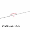 Silver stainless steel bar chain for DIY jewelry, length 12.5mm and width 1mm - Steel Color Hammered Link Chain