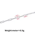 Silver stainless steel 9x3mm oval paperclip link chain for DIY jewelry making - Soldered Flat Oval Link Chain (0.8x3x9mm)