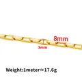 Gold plated stainless steel box chain for DIY jewelry with 8mm by 3mm links - Gold 3mmx8mm