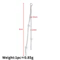 Silver stainless steel snake chain with 4 round beads for DIY jewelry making 8cm - Double Row Tassel Snake Chain With Beads / Width 1mm, Bead 3mm, Length 8cm / Steel