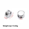 Cylindrical silver stainless steel stopper beads 7.7x5.3mm for DIY jewelry making - Double Hole Silicone Adjustable Bead / Steel