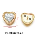 Golden heart-shaped metal button with silver texture for coats and luxury suits - Gold Pearl Cufflink Heart Pattern