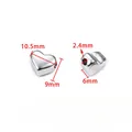 Polierte silberne herzförmige Edelstahl-Abstandshalterperlen mit 2,4 mm großem Loch - 9x10mm