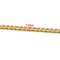 7.5mm golden curb chain made of textured stainless steel for DIY hip-hop jewelry making - Vacuum Plated 18k Gold Embossed NK 1:1 Chain 7.5mm