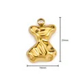 18k gold plated stainless steel bear charm with wavy texture for DIY jewelry making - Irregular Bear Pendant / 16x23mm / 18K Gold