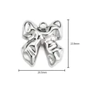 Polished silver stainless steel bow pendant with metal jump ring, size 22.8x20.5mm - Crinkled Bow Knot Pendant / 20.5x22.8mm / Steel