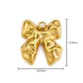Polished 18k gold butterfly bow pendant for DIY jewelry making, 22.8mm x 20.5mm size - Crinkled Bow Knot Pendant / 20.5x22.8mm / 18K Gold