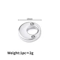 Polished silver stainless steel 13mm round charm with double holes for DIY jewelry - Polished Double Hole Pendant 13mm