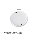 Polished silver stainless steel 16mm round pendant with double holes for jewelry DIY - Polished Double Hole Round Tag 16mm
