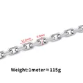 Silberne flache ovale Panzerkette aus Edelstahl für Schmuck, Größe 11,2 mm x 6,5 mm - 6.5x11.2mm / Stahlfarben