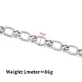 Chaîne en acier inoxydable argenté 9mm pour bijoux DIY poids 86g par mètre de qualité - Prix Unitaire / Couleur Acier Maillon Ovale Croisé