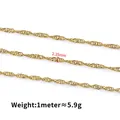 2.35mm golden stainless steel water wave chain for DIY necklace and jewelry making - Water Wave Chain / Vacuum 18K Gold Plated