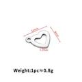 Silver polished stainless steel heart charm pendant with 11mm x 9mm dimensions - 9x11mm / Steel Color (A2428)