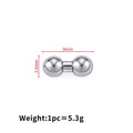 Polierte Edelstahlperle in Hantelform für DIY-Punk-Schmuck, Größe 9x3,8 mm, Silberglanz - Integrierter Doppelkopf-Perlen-Stil