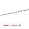 2.4mm silver stainless steel ball chain DIY jewelry accessory with 7.7g per meter weight - Steel Color Ball Chain 2.4mm