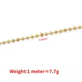 Goldene 2,4mm Edelstahl Perlenkette für DIY Schmuck mit 7,7g Gewicht pro Meter Länge - Vakuum 18k Gold Kugelkette 2.4mm