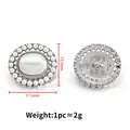 Eleganter 17,5mm ovaler Perlenknopf mit silberner Metallbasis für Mäntel und Jacken - 15.5x17.5mm / Silber Oval Perlen-Stil (D162)