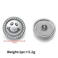 Silver smiley face metal button with sparkling rhinestones and 21mm diameter design - 21mm / Silver Round Smiley Style