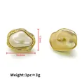Golden irregular vintage button with central pearl inlay for luxury coats and outerwear - Irregular Pearl Light Gold Style