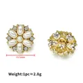 Golden flower-shaped luxury button with white pearls and rhinestones, 15.5mm size - Hexagonal Light Gold Style
