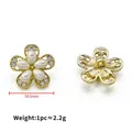Golden flower pearl button with rhinestones for coats and jackets, 18.5mm luxury trim - Floral Light Gold Style