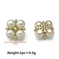 Golden 20mm flower pearl button with four round white beads and brushed metal finish - Light Gold Pearl Cluster 20mm